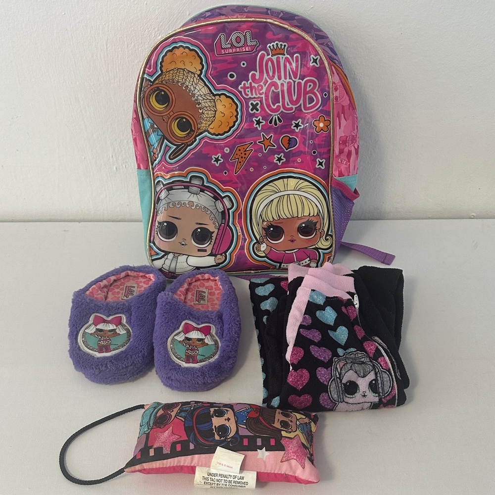 L.O.L. Surprise! Join the Club Backpack Set - Pink and Purple, pajama size 6x6,